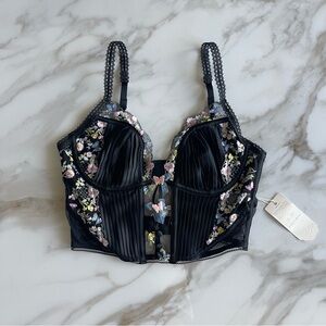 NWT For Love and Lemons Elecktra Butterfly Black Bustier Size Small